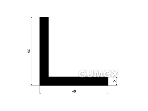 Pryžový profil tvaru "L", 40x40/5mm, 70°ShA, EPDM, -40°C/+100°C, černý